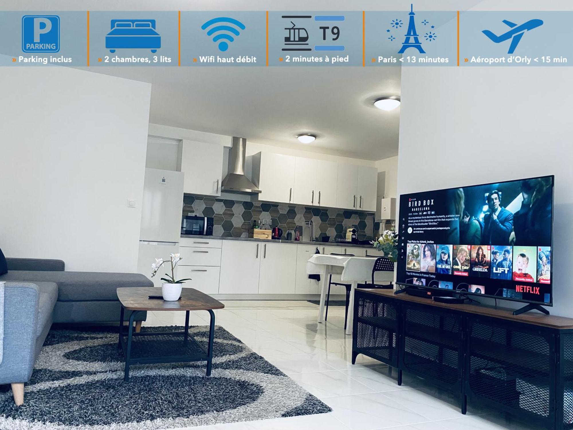 Appartement Parisien Neuf, Moderne Avec Une Grande Salon, 2 Chambres, 4 Lits, Parking Gratuit, 15Min De Paris Et 13 Min Aeroport Orly Vitry-sur-Seine Εξωτερικό φωτογραφία